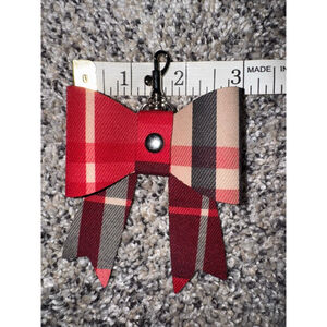 Women's Red Plaid Bow handmade BagCharm using authentic B U R BERRY canvas